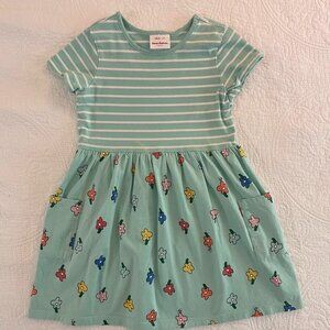 Hanna Andersson short sleeve stripes and floral dress girls size 8